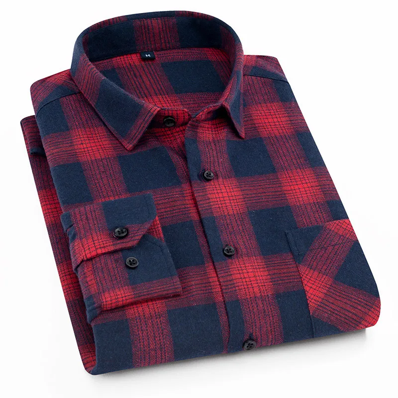 

Plaid Shirt 2020 New Autumn Winter Flannel Red Checkered Shirt Men Shirts Long Sleeve Chemise Homme Cotton Male Check Shirts