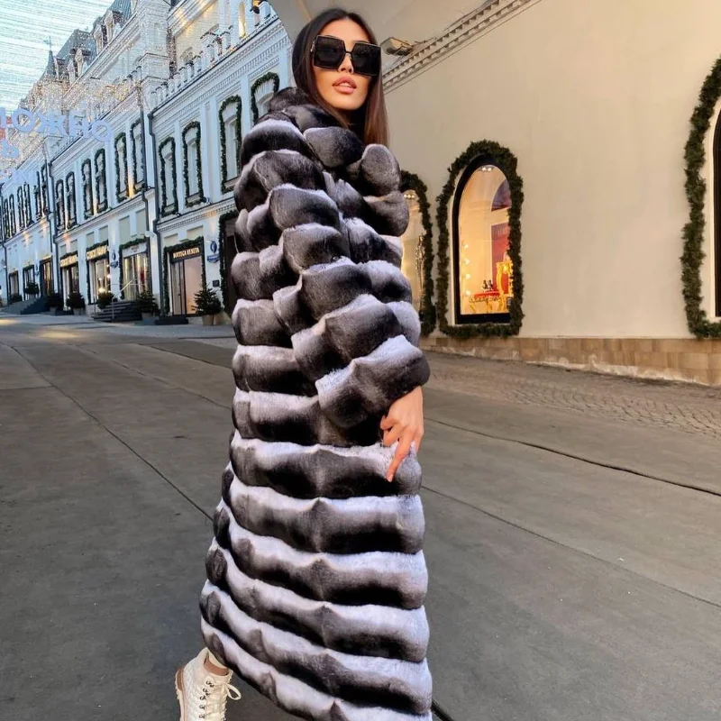 TOPFUR 2021 High Quality Real Rex Rabbit Fur Coat Female Natural Fur Long Coat Thick Warm Winter Woman Top Fashion Slim Overcoat enlarge