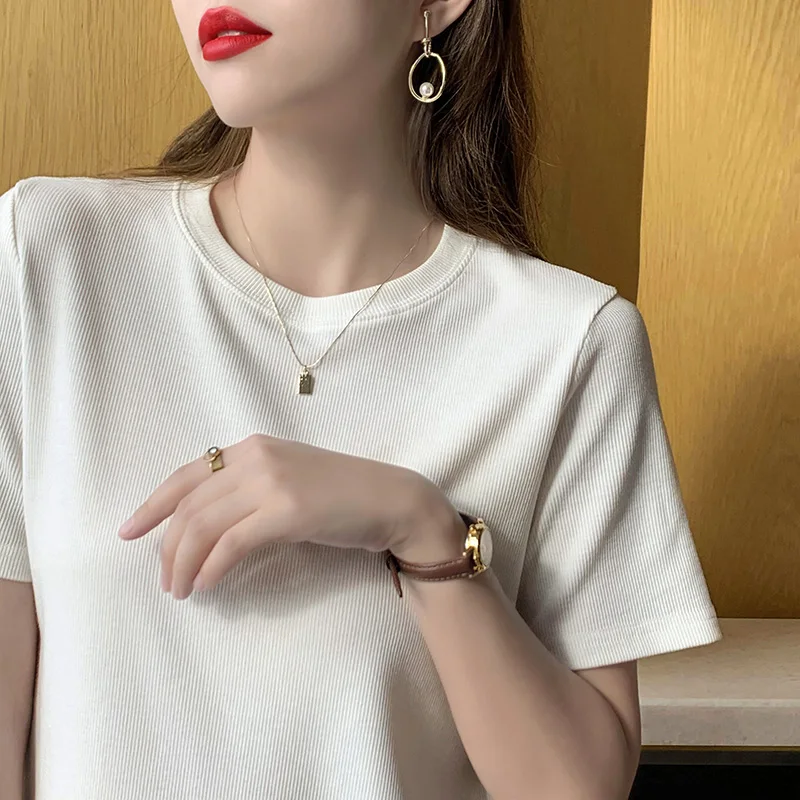 Футболка женская с коротким рукавом белый облегающий жилет из ниток