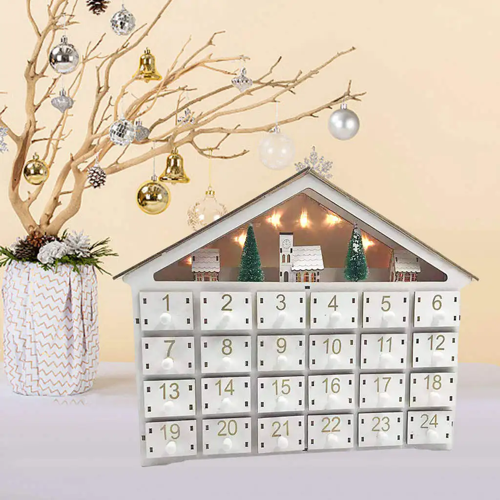 

Christmas Wooden Advent Calendar 24 Day Count Down Calendar for Ornaments