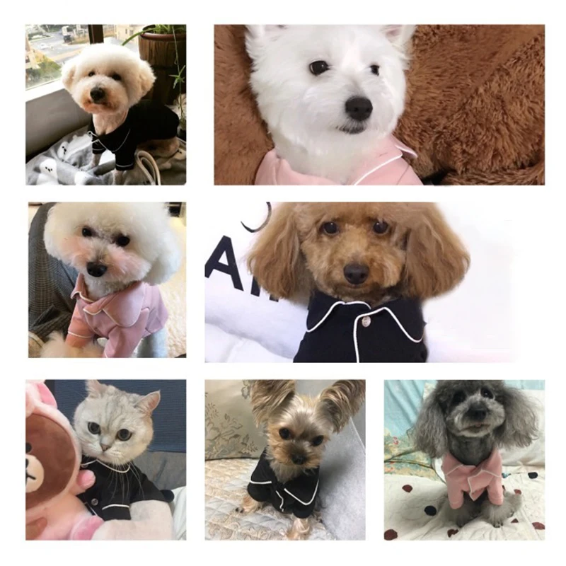 Домашнее животное кошка пижамы зимние теплые куртки для собак для малых и средних собак кошки Чихуахуа Одежда для йоркширского терьера, костюм розового и черного цветов S-XL