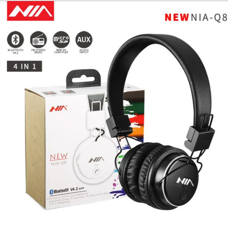 Беспроводные стереонаушники NIA Q8 Bluetooth складные спортивные наушники с микрофоном
