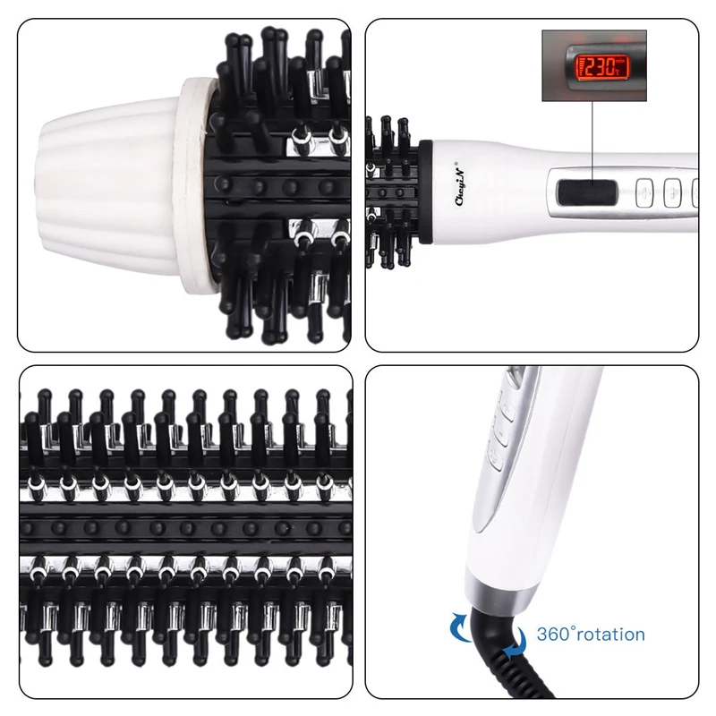 CkeyiN щетка для завивки волос ЖК дисплей 2 в 1 Керамический выпрямитель гребень