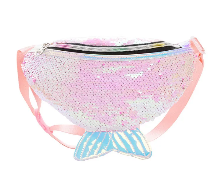 Многоцветный Красочные девушки Fanny Pack Русалка блесток женщин банан чехол на пояс Сумка симфония кошелек PU через плечо сумка - Цвет: Многоцветный
