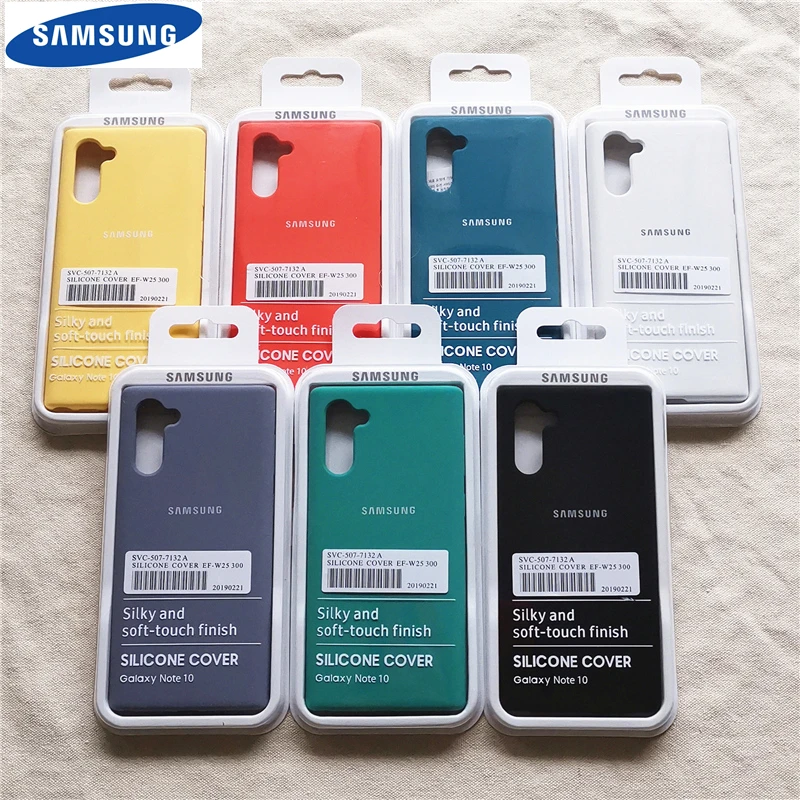 Чехол для Samsung Galaxy Note 10 Plus Оригинальный жидкий силиконовый чехол Ofiice Silky Solf touch + Pro