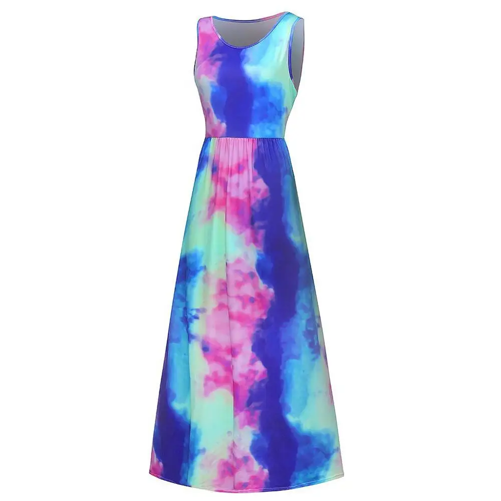 Платье макси летнее без рукавов с открытыми плечами до щиколотки|Женские платья|