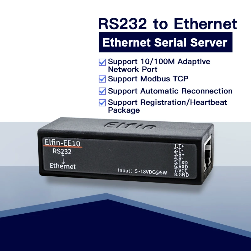 Elfin-EE10 последовательный порт RS232 для устройства Ethernet с последовательным портом