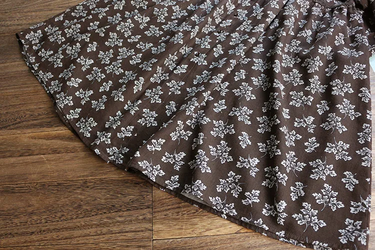 Женское хлопковое льняное платье 2019 с длинным рукавом на осень и весну цветочным