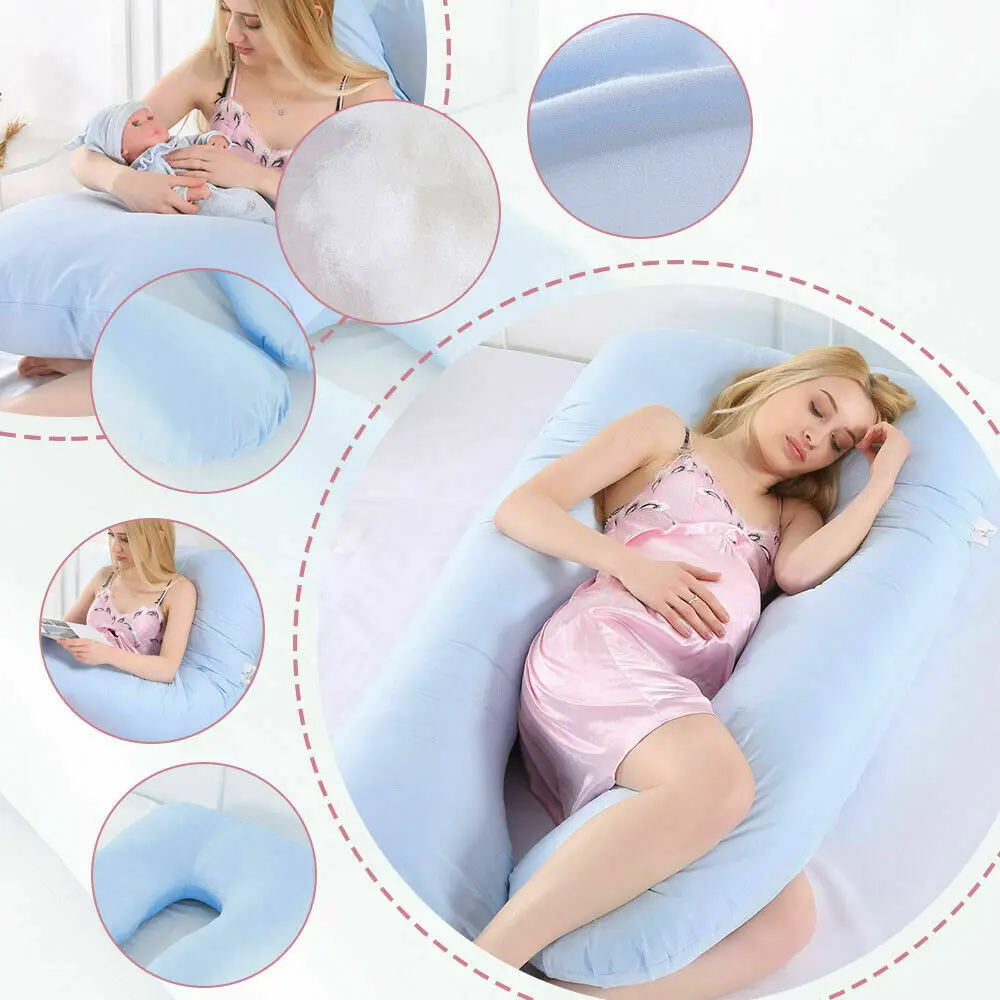 

Pregnant Women Sleeping Support Pillow Cotton Pillowcase U Shape Maternity Pillows Pregnancy Side Sleeper Bedding