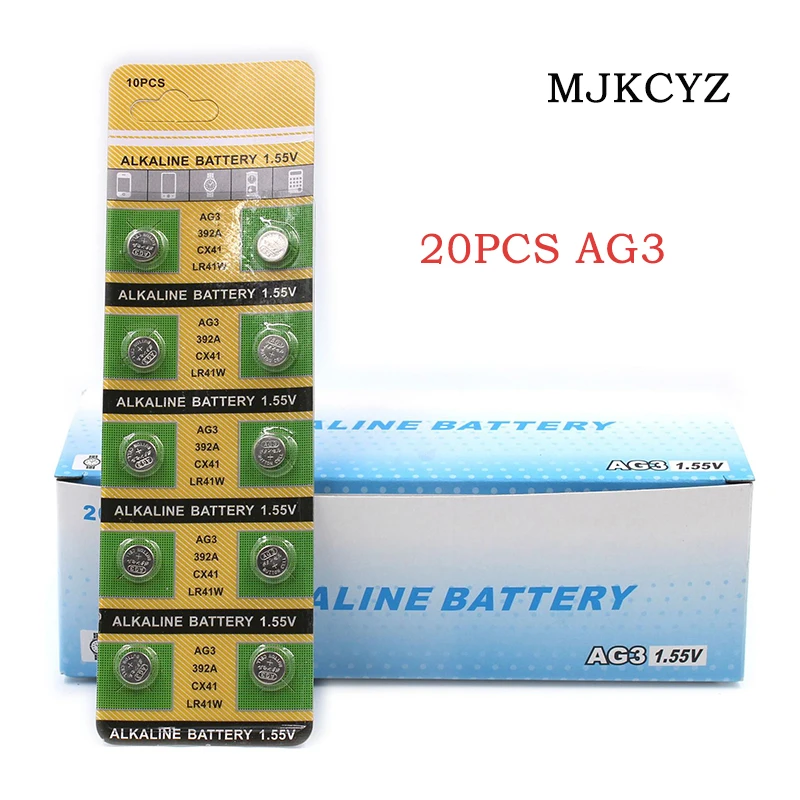 

20pcs / 2cards sr41 192 button alkaline battery 1.55V l736 384 sr41sw CX41 watch toy controller Ag3 Lr41 392 button battery