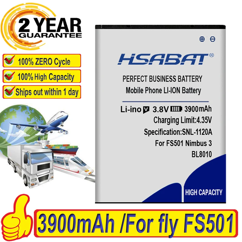 Аккумулятор HSABAT BL8010 3900 мАч для Fly FS501 BL 8010 Nimbus 3|battery for|battery for flybattery 2500mah |