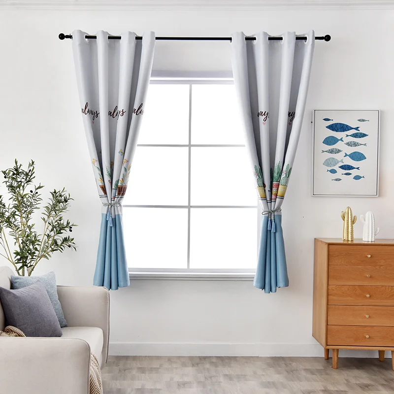 Современные затемняющие короткие занавески с растениями для гостиной спальни