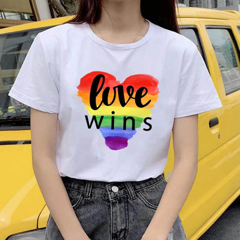 Kawaii ЛГБТ Футболка Love Wins Is Bisexual лесбиянок геев Радужный женский топ футболка