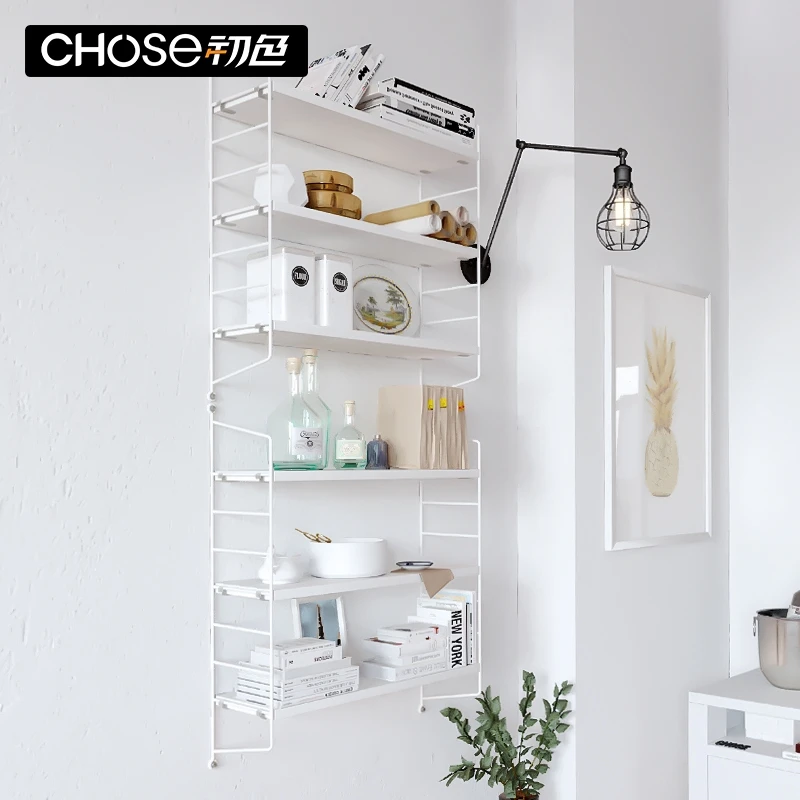 Nordic string wall hanging racks wrought iron multi-layer bookshelf living room TV decoration free combination | Дом и сад