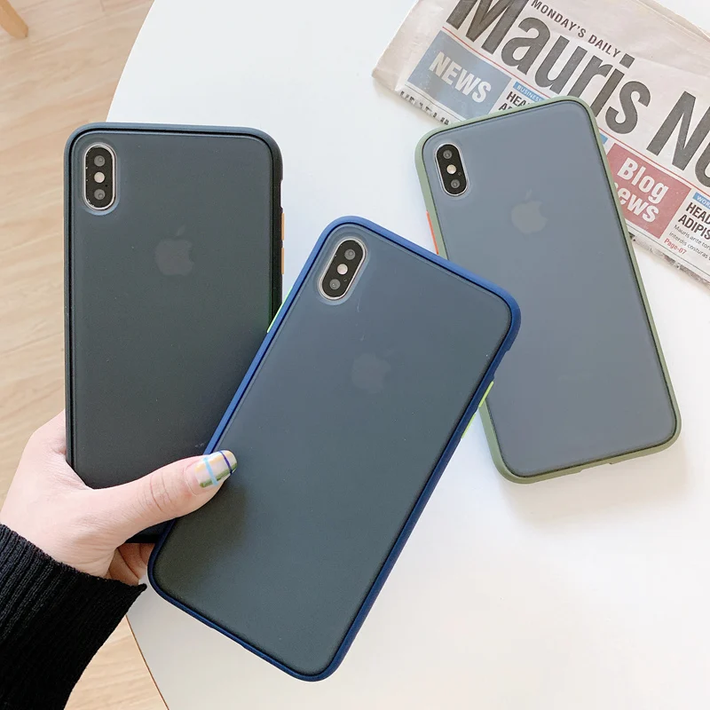 Противоударный чехол для телефона iPhone XR Xs Max X Гибридный цветной матовый