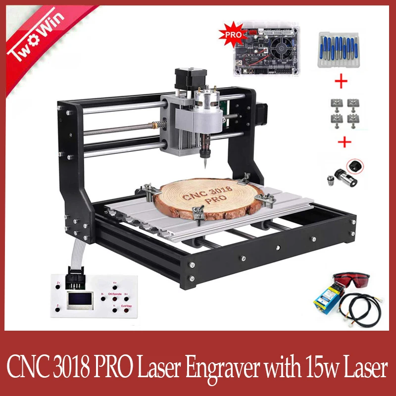 3018 Pro CNC лазерный гравер с 15 Вт лазерным GRBL управлением DIY мини-станок 3 оси PCB фрезерный станок деревянный маршрутизатор лазерная гравировка