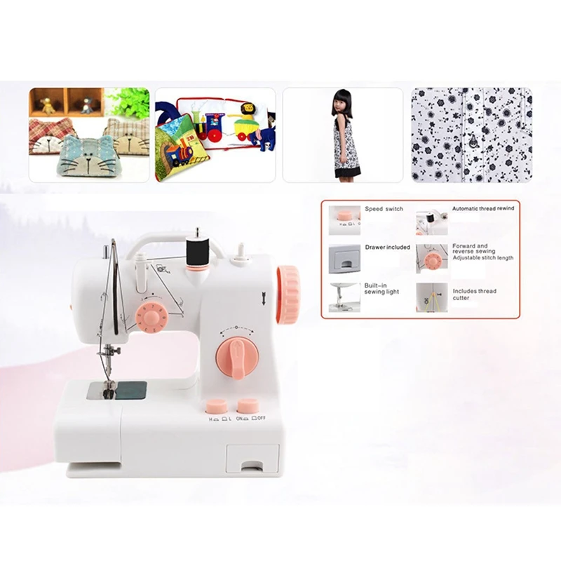 

Sewing Machine Home Mini Sewing Machine Portable Household Knitting Multifunction Electric Presser Foot,US Plug