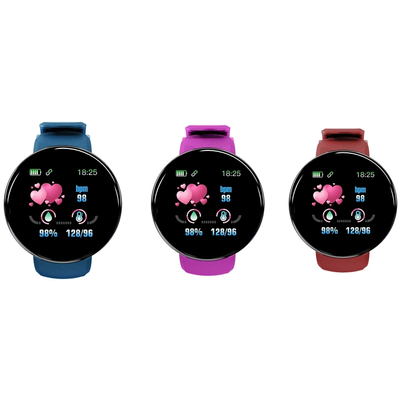 Умные часы D18 с Bluetooth для мужчин и женщин круглые тонометром водонепроницаемый