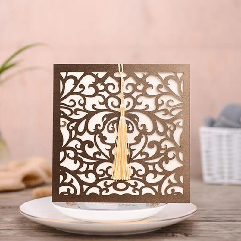 1 шт. образец лазерной резки свадебные пригласительные открытки квадратные