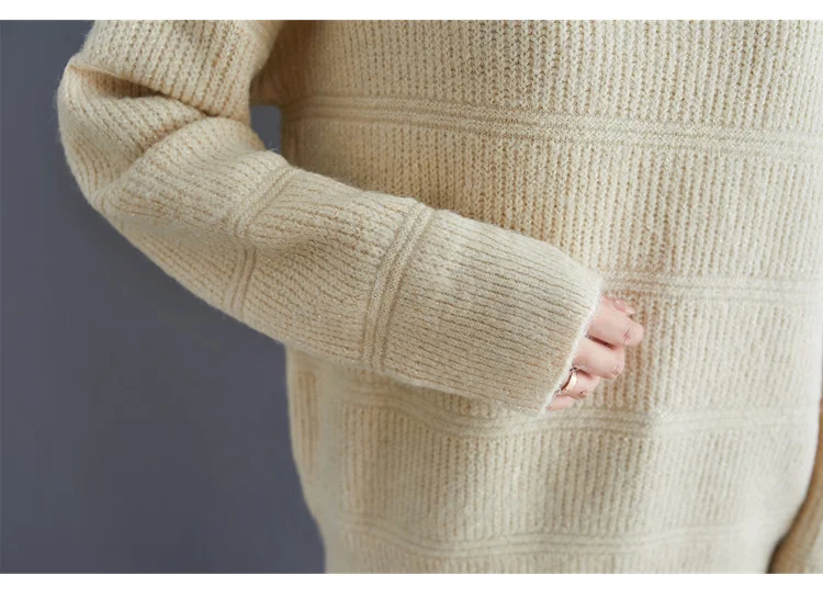 

#1291 Spring Autumn Beige Blue Knitted Sweater Women O Neck Casual Pullover Women Long Sleeves Cotton Sweaters Ladies Knitwear