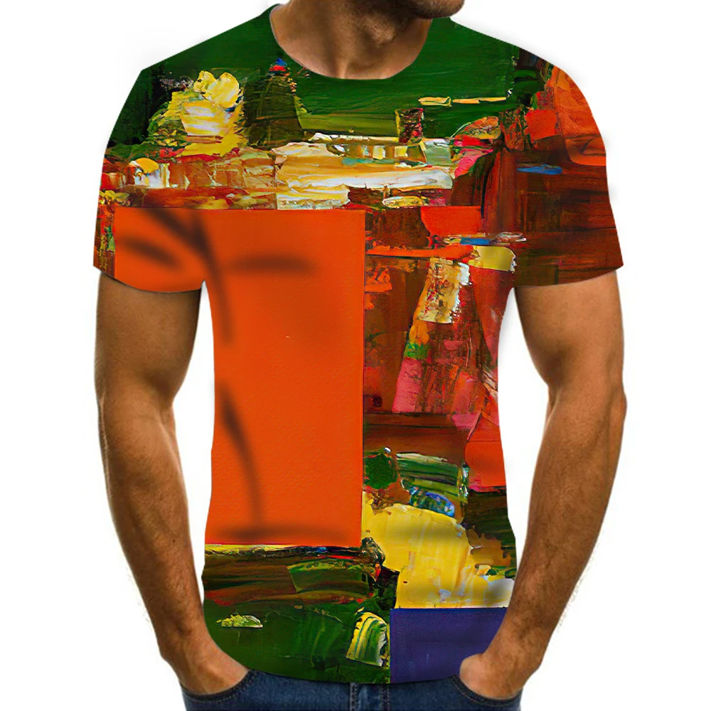 

Abstract Painting Pattern T-shirt 3D Printing Men's T-shirt Round Neck Fashion Quick-Drying Short-Sleeved Shirt Drop Shipping