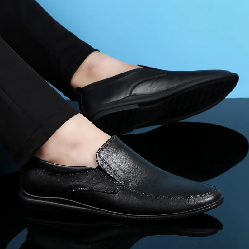 Туфли мужские из натуральной кожи повседневная обувь без застежки лоферы