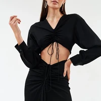 ins hot sale 2020 summer new european and american womens sexy hollow navel lace up fake two piece temperament dress