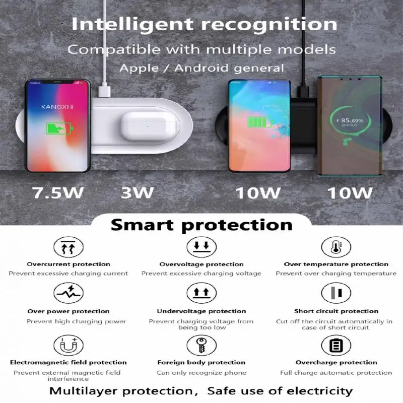 10 Вт быстрая 2в1 двойная Беспроводная зарядная площадка для Airpods Pro Iphone X Xr Xs 11 Max