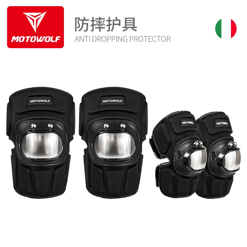 

Motowolf Motorcycle Anti-fall Stainless Steel Kneepads Outdoor Riding Short Thickened Knee Elbow Pads Protectors Gears