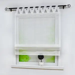 Римские шторы из чистого белого полиэстера, прозрачные тюлевые шторы для окон, украшения для кухни, дома, 1 шт.