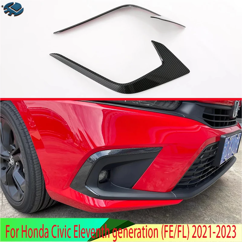 

For Honda Civic Eleventh generation (FE/FL) 2021-2023 Carbon Fiber Style Front Fog Light Lamp Cover Trim