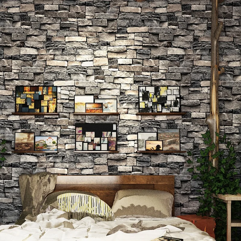 

Retro nostalgic 3D three-dimensional brick pattern wallpaper cafe bar restaurant culture stone PVC wallpapers