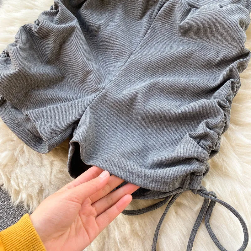 

Women Casual 2 Piece Set Solid Summer Fashion One Shoulder Sleeveless Crop Top And Drawstring Shorts Workout Tracksuits