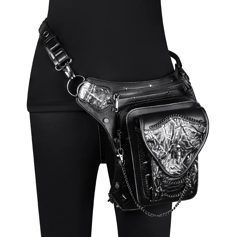 

Women Men Skull Steam Punk Crossbody Outdoor Retro Waist Bags Adults Medieval Cosplay Role Playing Accessories Motorcycle Bag