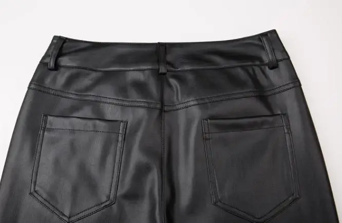 

Real Sheep Leather Pants , Autumn Woman Genuine Leather Trousers Winter Fall Fashion Womens Female Slim Skinny Wine Red Black