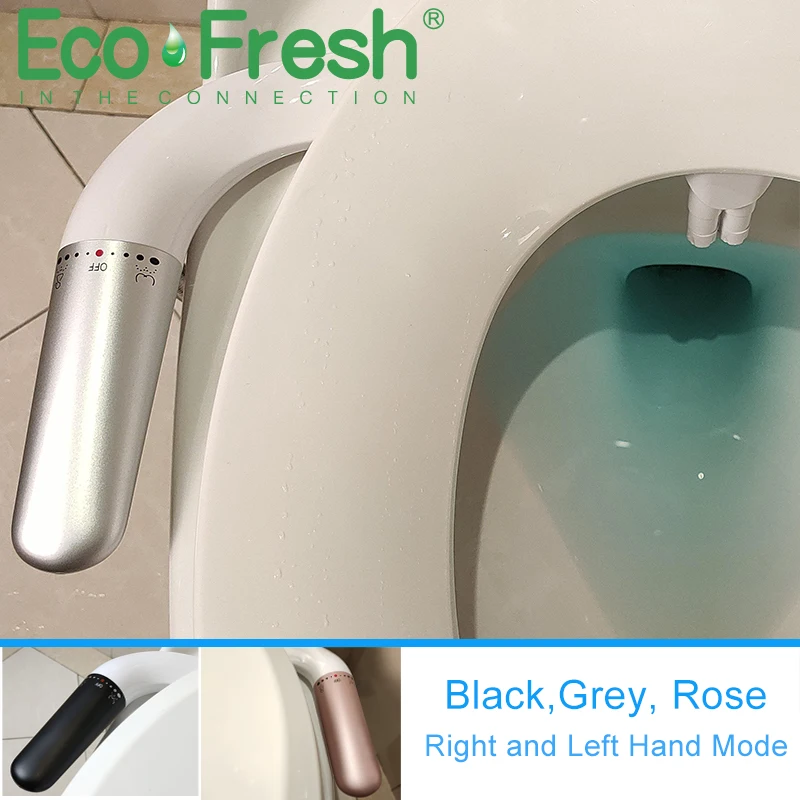 Насадка для биде Ecofresh, ультратонкий унитаз с латунным Т-образным разъемом, регулируемое давление воды, самоочищающийся опрыскиватель - изображение