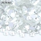 JUNAO SS6 10 16 20 30 прозрачное белое стекло, круглые стразы, аппликация с плоской задней стороной, наклейки для дизайна ногтей, хрустальные камни для поделок