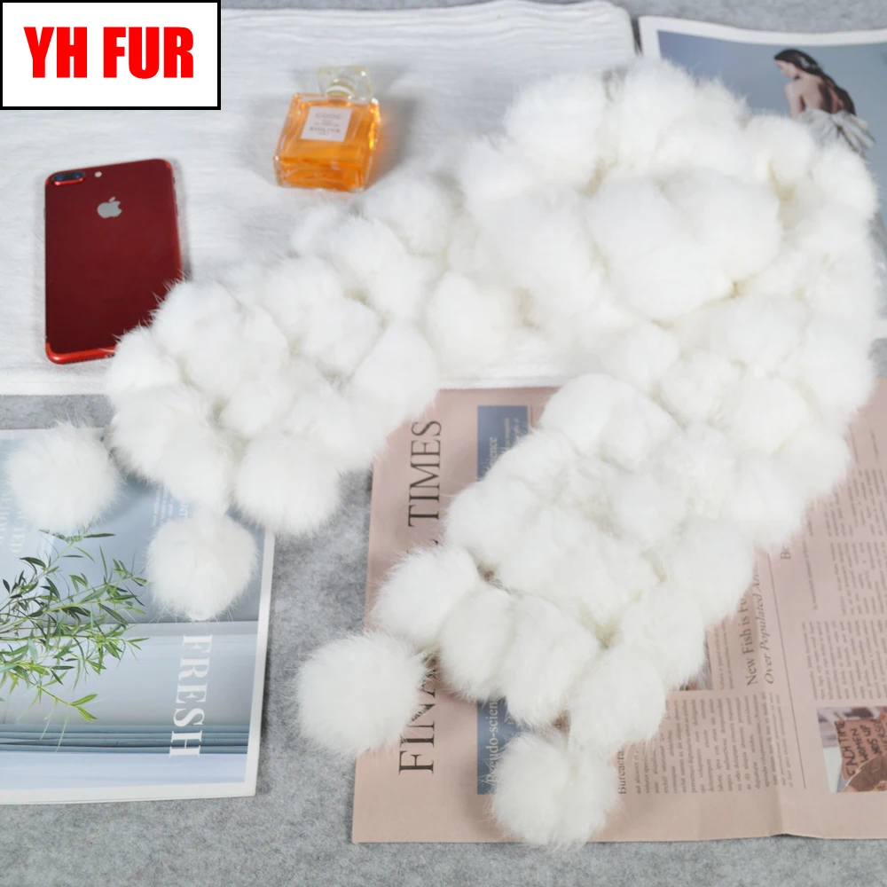 Женский шарф из натурального меха 2020 зимний теплый шейный платок кроличьего