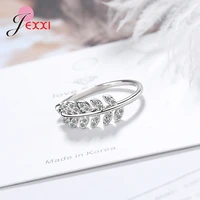 new fashion wedding engagement promise ring s925 sterling silver austrian crystal inlay paved leaf charms jewelry