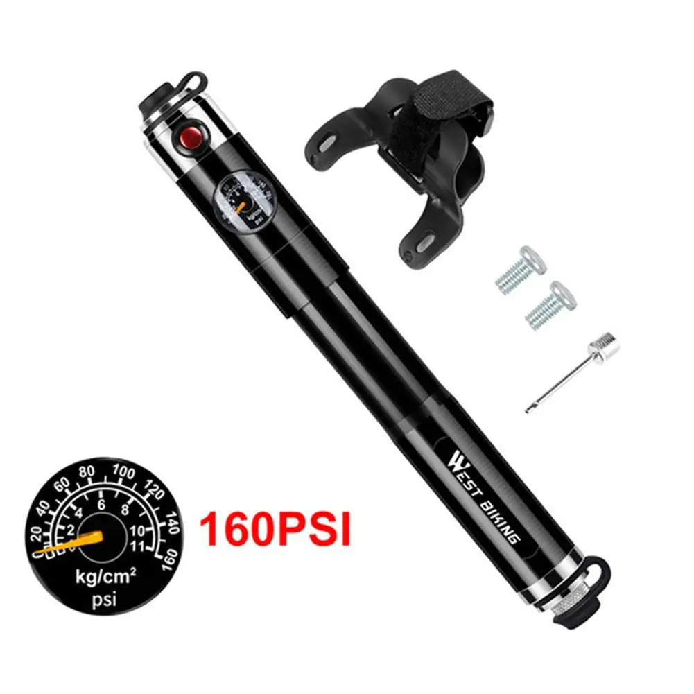 

160G Bike Pump 160 PSI High Pressure Bicycle Tire Pump with Gauge for Road Mountain BMX Bikes Air Pump Ball Tire Inflator