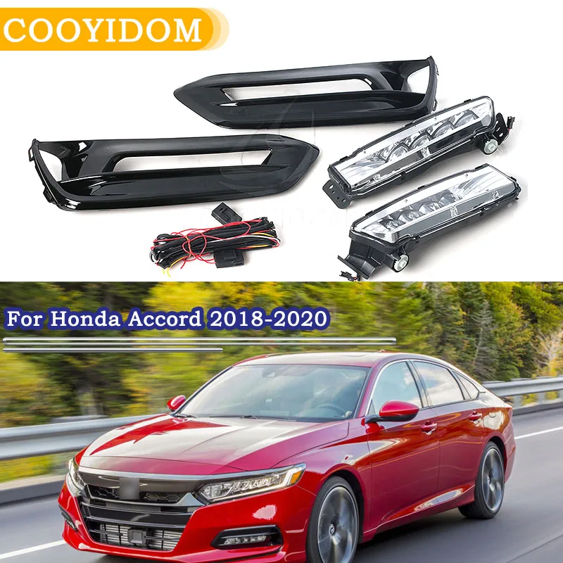 

1set dynamic headlight For Honda Accord 2018 2019 2020 daytime Light car accessories LED DRL front bumper fog light Retrofit