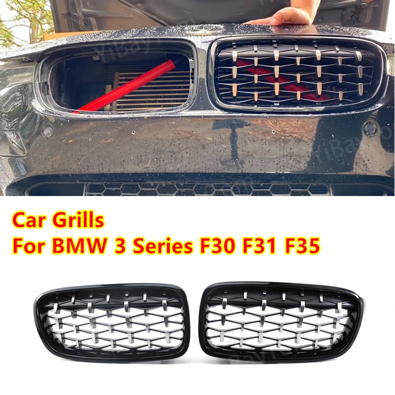 

Передняя решетка радиатора для BMW 3 серии F30 F31 F35 седан пикап 2011 ~ 2019 320d 330d Алмазная метеоритная решетка для стайлинга автомобиля 2012