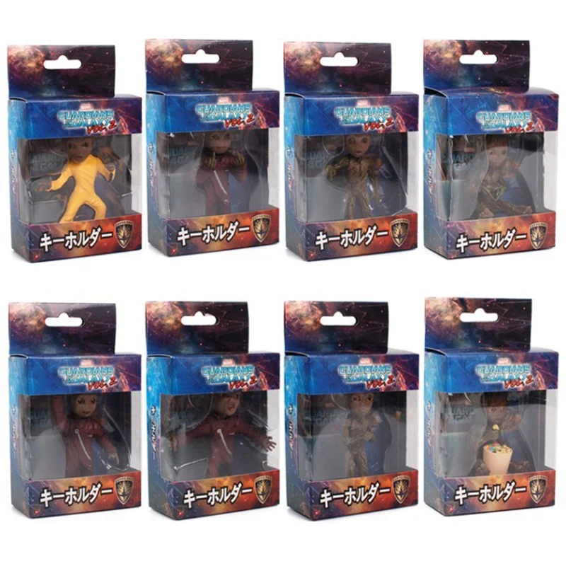 

Super Hero Baby Groot Keychains Treemen Action Figures Toy Metal Cute Model Cartoon Keychain Keyring Decor Pendants Toy For Kids