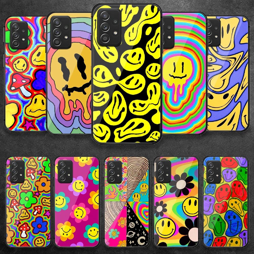 

Indie Smiley Aesthetic Art Tempered Glass Phone Case Cover For Samsung Galaxy A 10 12 20 E 21 30 32 50 40 51 52 70 71 72 S Phone