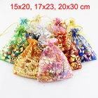 100 шт.лот 15x20, 17x23, 20x30 см большой мешочек из органзы для упаковки подарков на свадьвечерние
