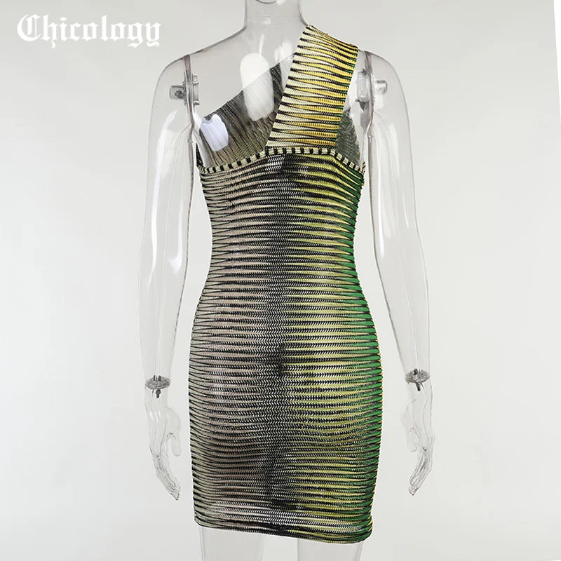 

Chicology 2021 Women One Strap Dress Sleeveless Mini Sexy Elegant Hollow Out Club Party Wholesale Dresses