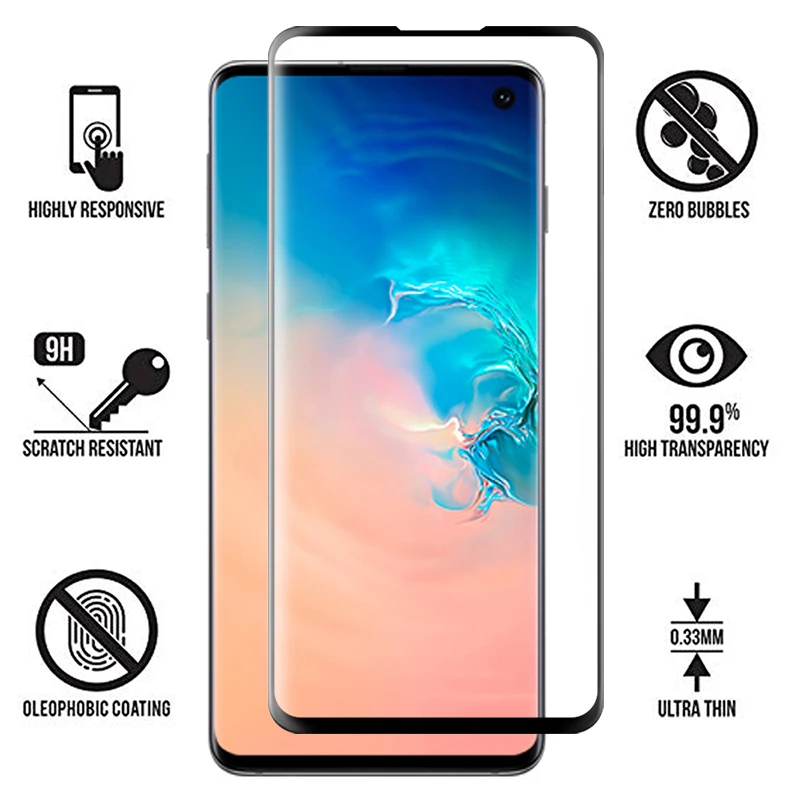 100D закаленное стекло для samsung Galaxy Note 10 протектор экрана 8 9 Plus S10 5g S10e sansung 10plus