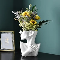 art portrait flower pot vase ceramic human face vase home living room storage arrangement home handmade decorations