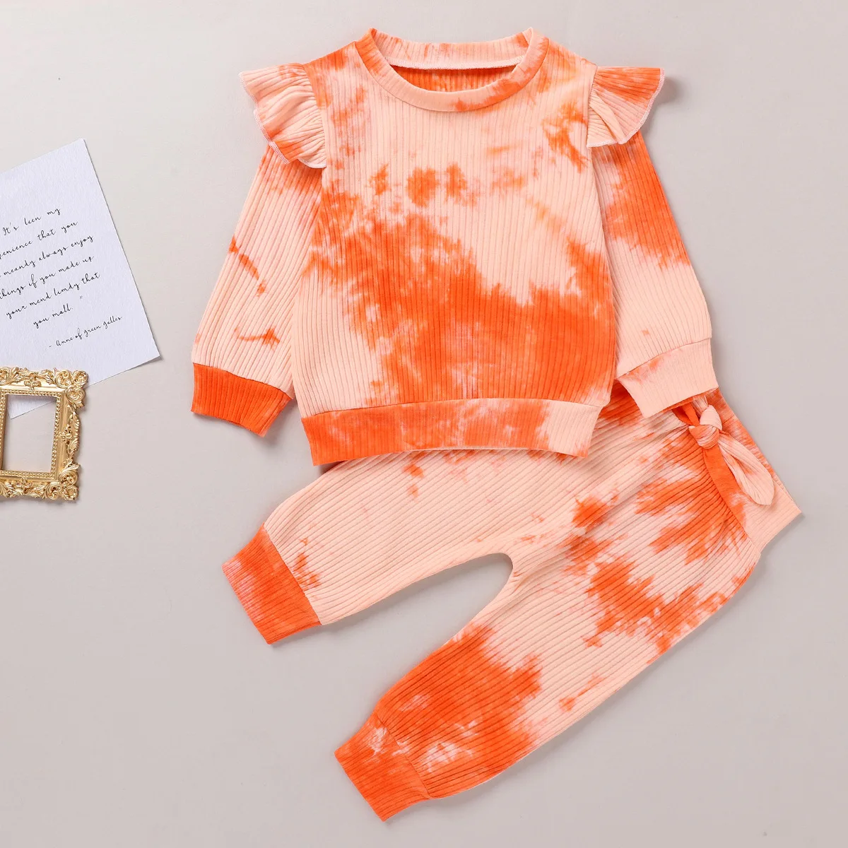 

1-5Years Kid Boys Girls Tie-Dye Clothes Sets Kids 2pcs Print Long Sleeve T Shirts Tops Pants 2pcs Set 4 Colors Baby Girl Outfit