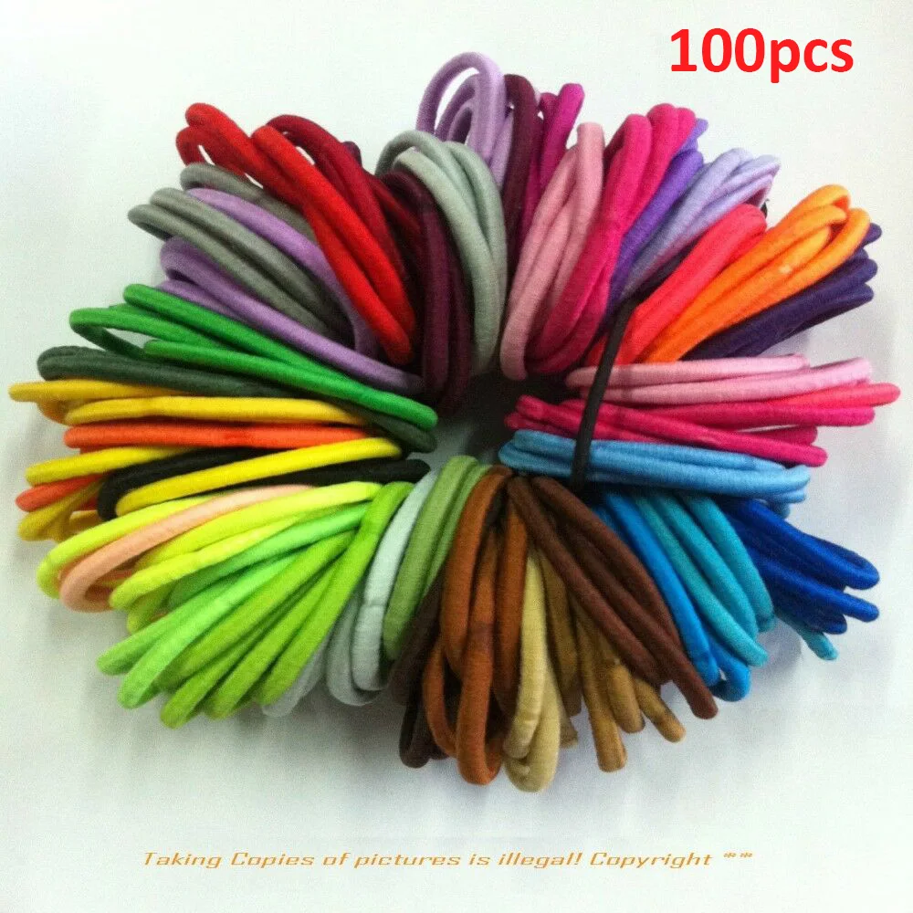 Dark Mix 100pcs 50/100 шт. цветной зарядный кабель в нейлоновый оплетке с резиновые ленты эластичные повязки на голову для девушек Детская Scrunchie держатель резинки для волос аксессуары - Окраска металла: Dark Mix 100pcs